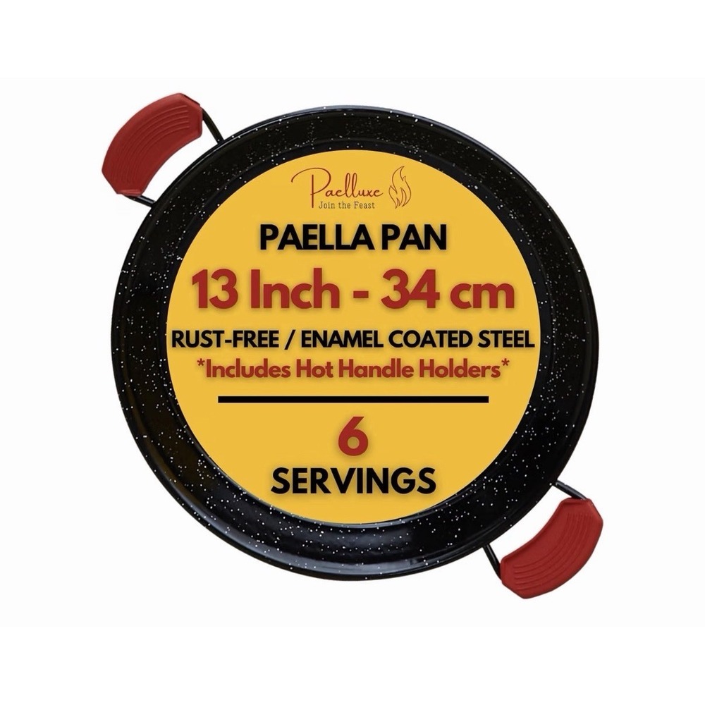 Paella Pan – Enamelled, No-Rust Steel Skillet – Easy-to-Clean Pan for Propane...